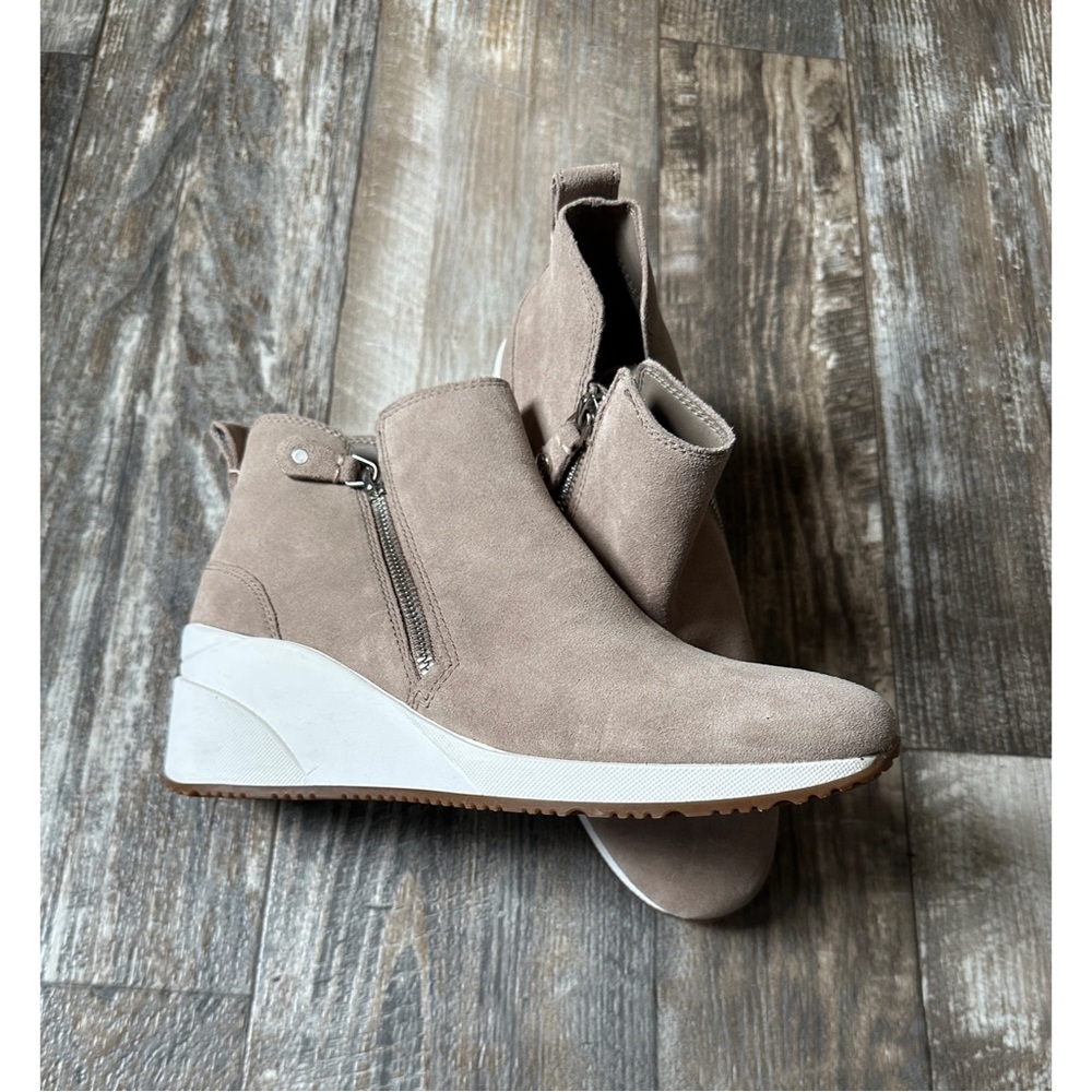 Alex Marie Taupe Ankle Booties with White Sole